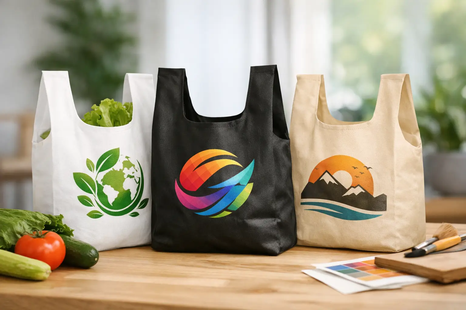Bolsas tipo camiseta reutilizables personalizadas