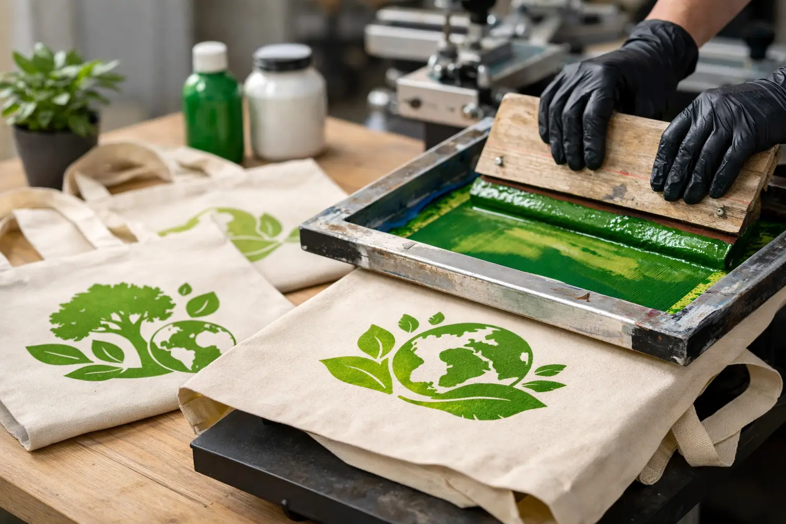 Impresión serigráfica en bolsas ecológicas