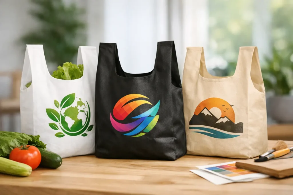 Bolsas tipo camiseta reutilizables personalizadas