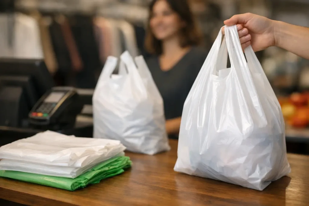 Bolsas tipo camiseta para ventas presenciales